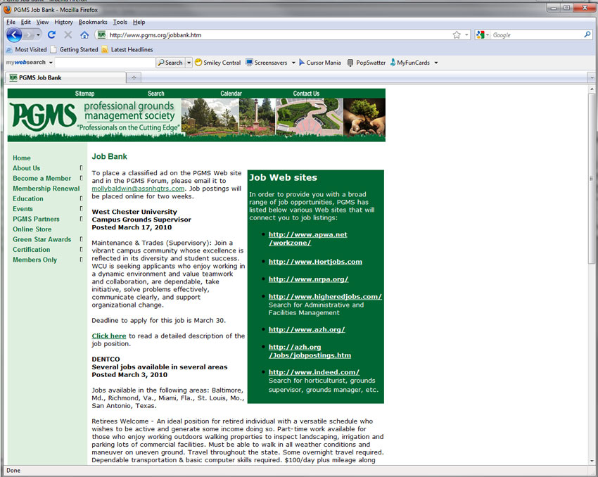 The Professional Grounds Management Society Offers Free Job Postings